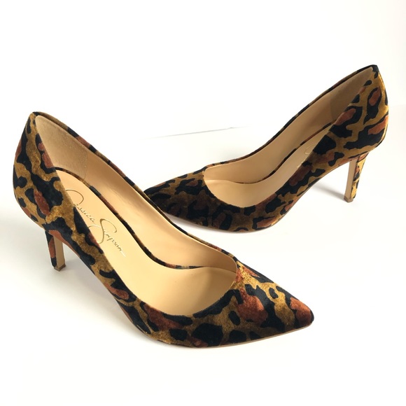 Jessica Simpson Shoes - Jessica Simpson Levin Leopard animal Heels Velvet